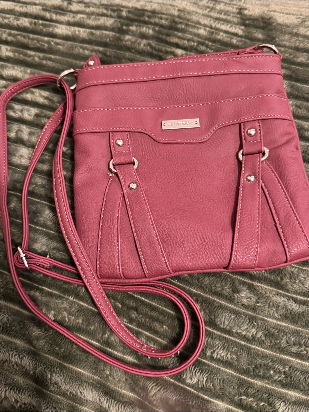 New Directions Faux Leather Crossbody Bag - Burgundy